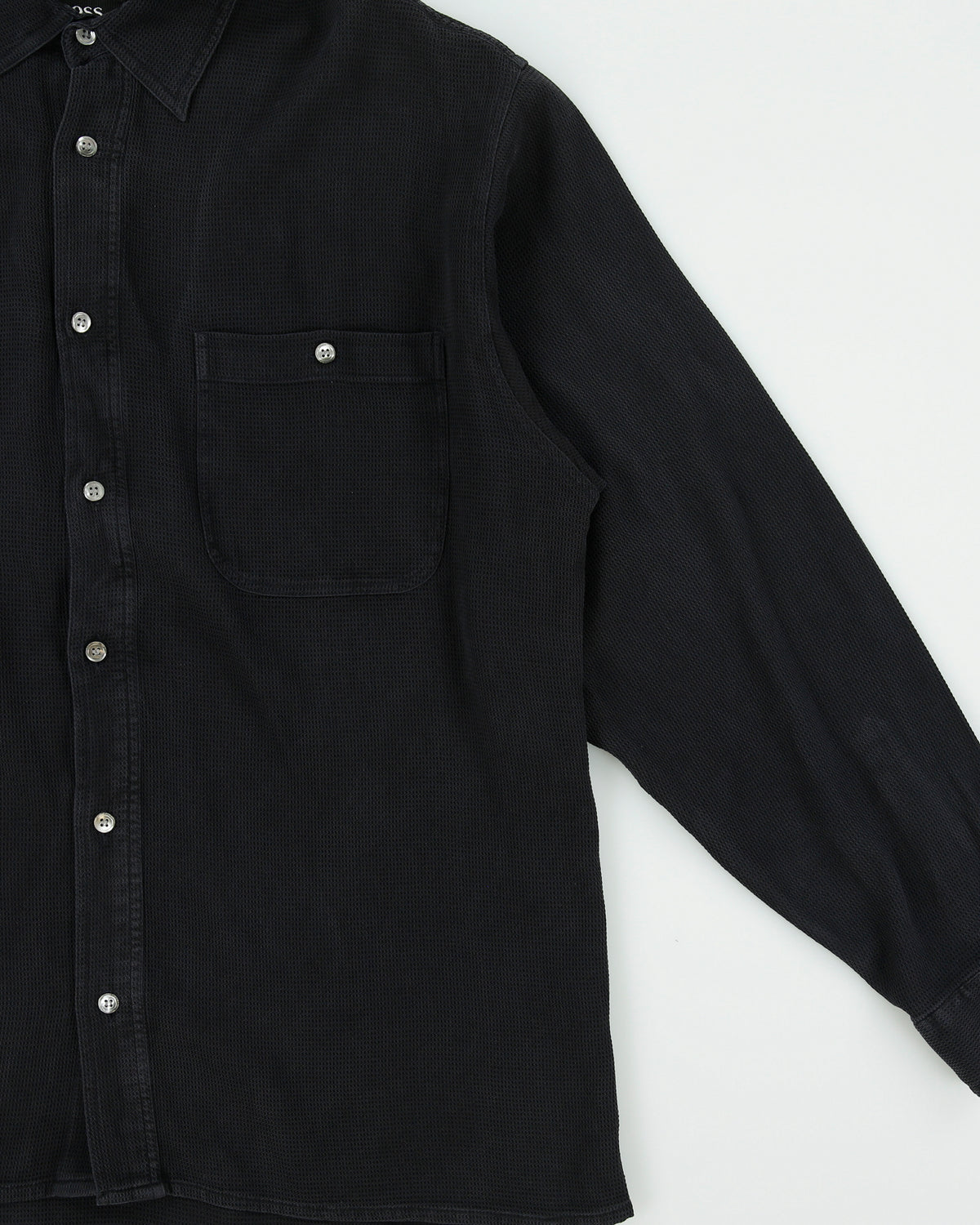 Vintage 1990s Hugo Boss Woven Silk Long Sleeve Pocket Shirt - L
