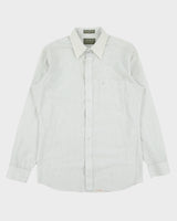 Vintage 1980s Givenchy Eggshell Blue Made In Canada Long Sleeve Striped Shirt - M