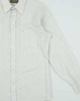 Vintage 1980s Givenchy Eggshell Blue Made In Canada Long Sleeve Striped Shirt - M