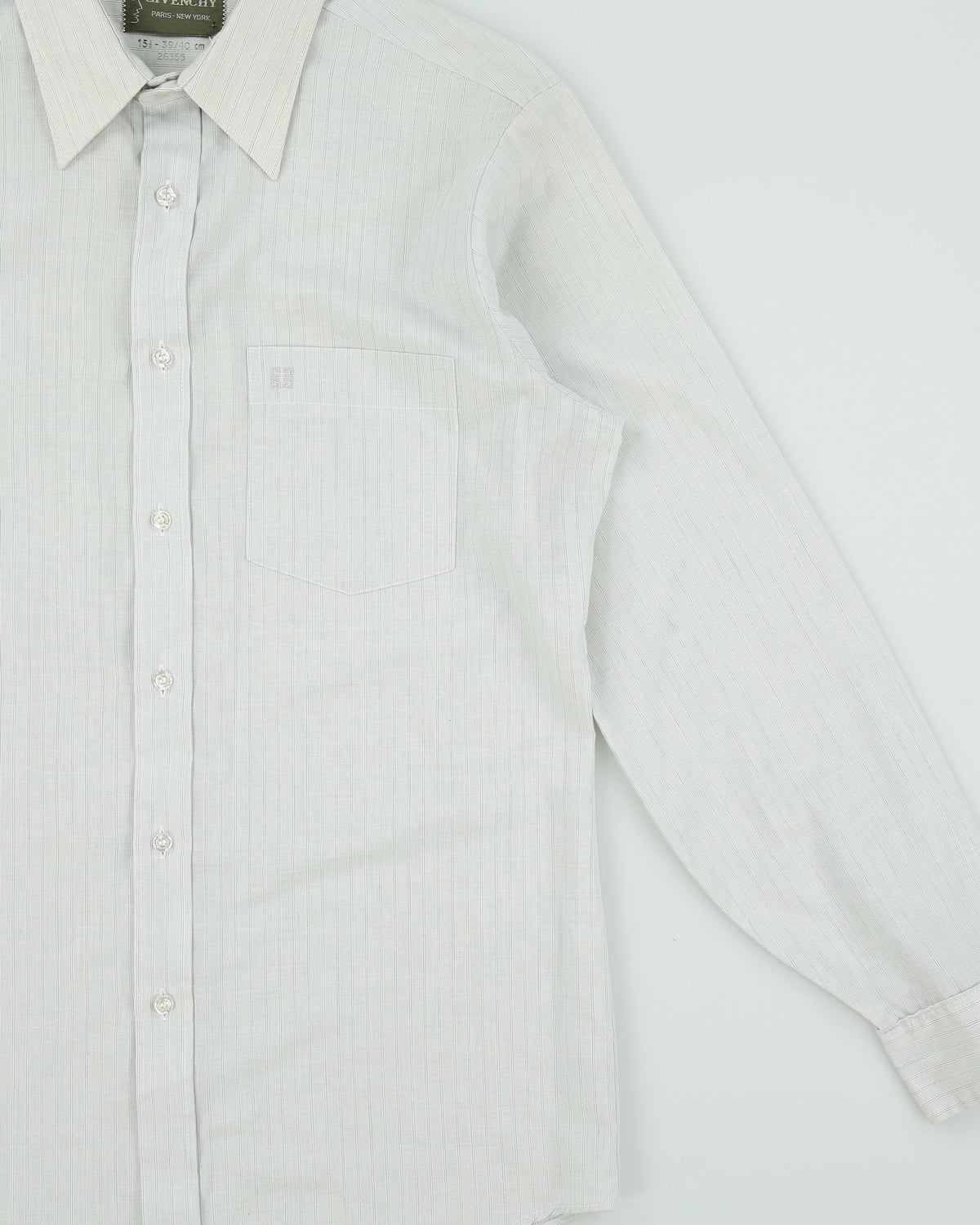 Vintage 1980s Givenchy Eggshell Blue Made In Canada Long Sleeve Striped Shirt - M