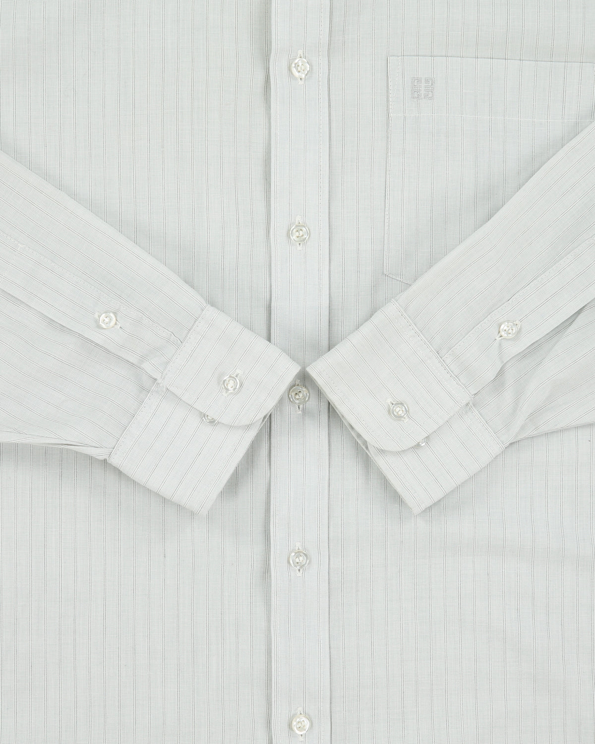 Vintage 1980s Givenchy Eggshell Blue Made In Canada Long Sleeve Striped Shirt - M