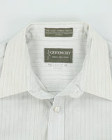 Vintage 1980s Givenchy Eggshell Blue Made In Canada Long Sleeve Striped Shirt - M