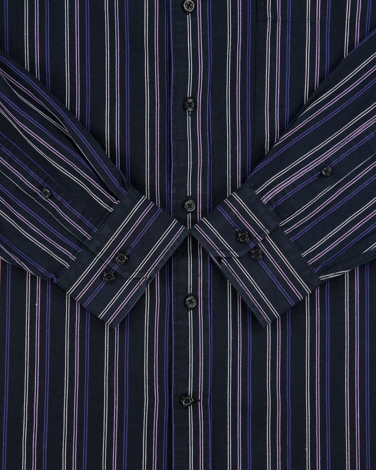 Vintage Y2K 00s Balmain Stitch Striped Long Sleeve Dress Shirt - L