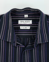Vintage Y2K 00s Balmain Stitch Striped Long Sleeve Dress Shirt - L