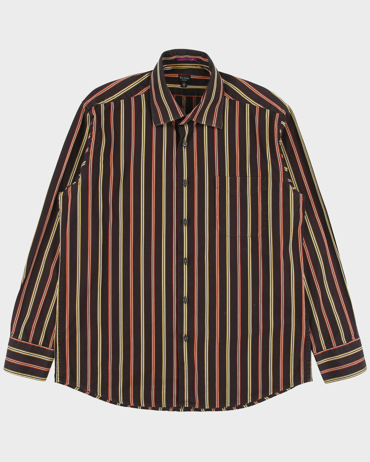 Vintage Y2K 00s Paul Smith Stitch Striped Made In Italy Long Sleeve Shirt - L