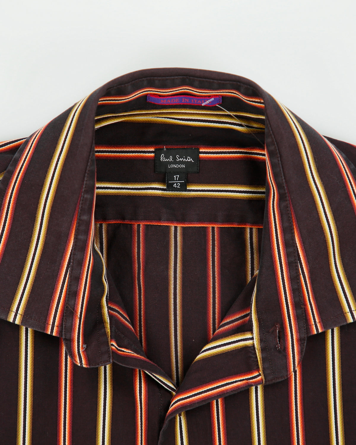 Vintage Y2K 00s Paul Smith Stitch Striped Made In Italy Long Sleeve Shirt - L