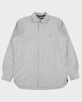 Vintage Y2K 00s Ralph Lauren Marl Grey Classic Fit Long Sleeve Oxford Shirt - L