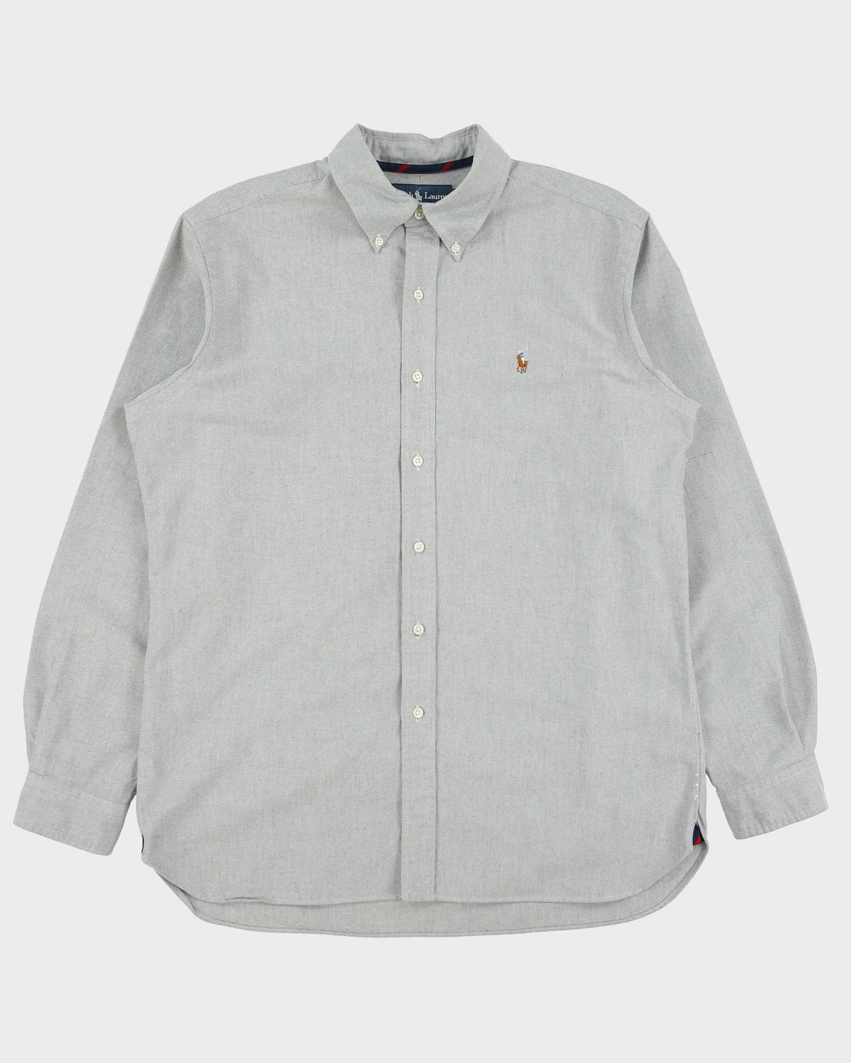 Vintage Y2K 00s Ralph Lauren Marl Grey Classic Fit Long Sleeve Oxford Shirt - L