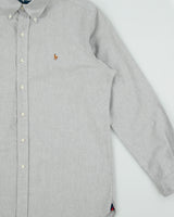 Vintage Y2K 00s Ralph Lauren Marl Grey Classic Fit Long Sleeve Oxford Shirt - L
