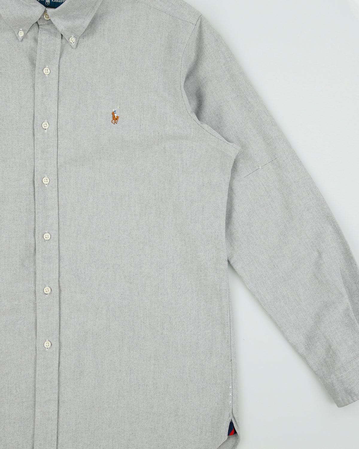 Vintage Y2K 00s Ralph Lauren Marl Grey Classic Fit Long Sleeve Oxford Shirt - L