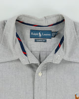 Vintage Y2K 00s Ralph Lauren Marl Grey Classic Fit Long Sleeve Oxford Shirt - L