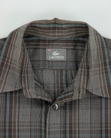 Vintage Y2K 00s Lacoste Plaid Silver Croc Long Sleeve Pocket Shirt - L