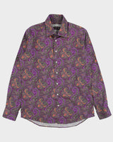 Vintage Y2K 00s Etro Pima Cotton Classic Paisley Long Sleeve Shirt - L