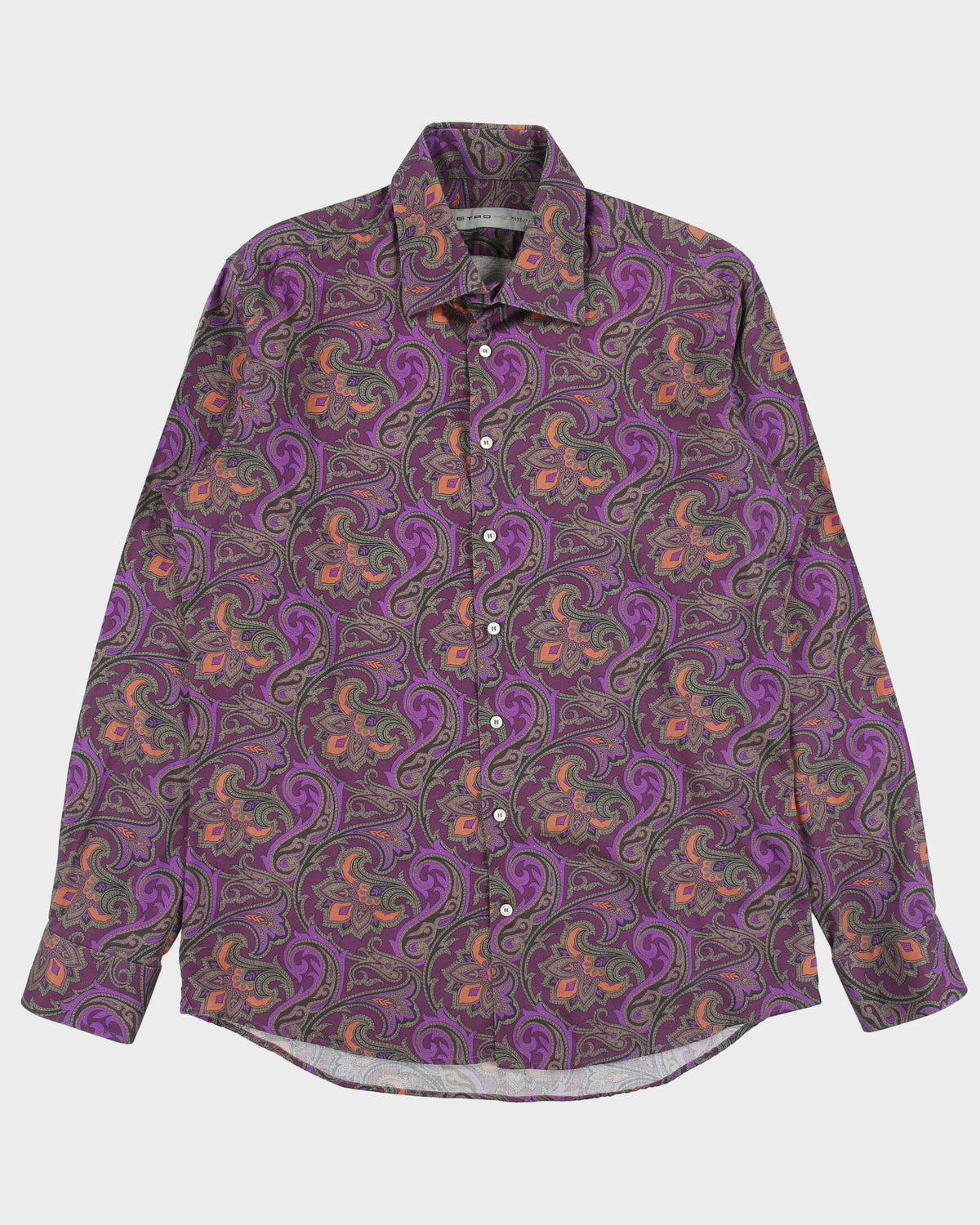 Vintage Y2K 00s Etro Pima Cotton Classic Paisley Long Sleeve Shirt - L