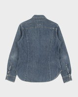 Vintage Y2K 00s Esprit Jeans Stone Wash Denim Snap Button Slim Fit Long Sleeve Shirt - M