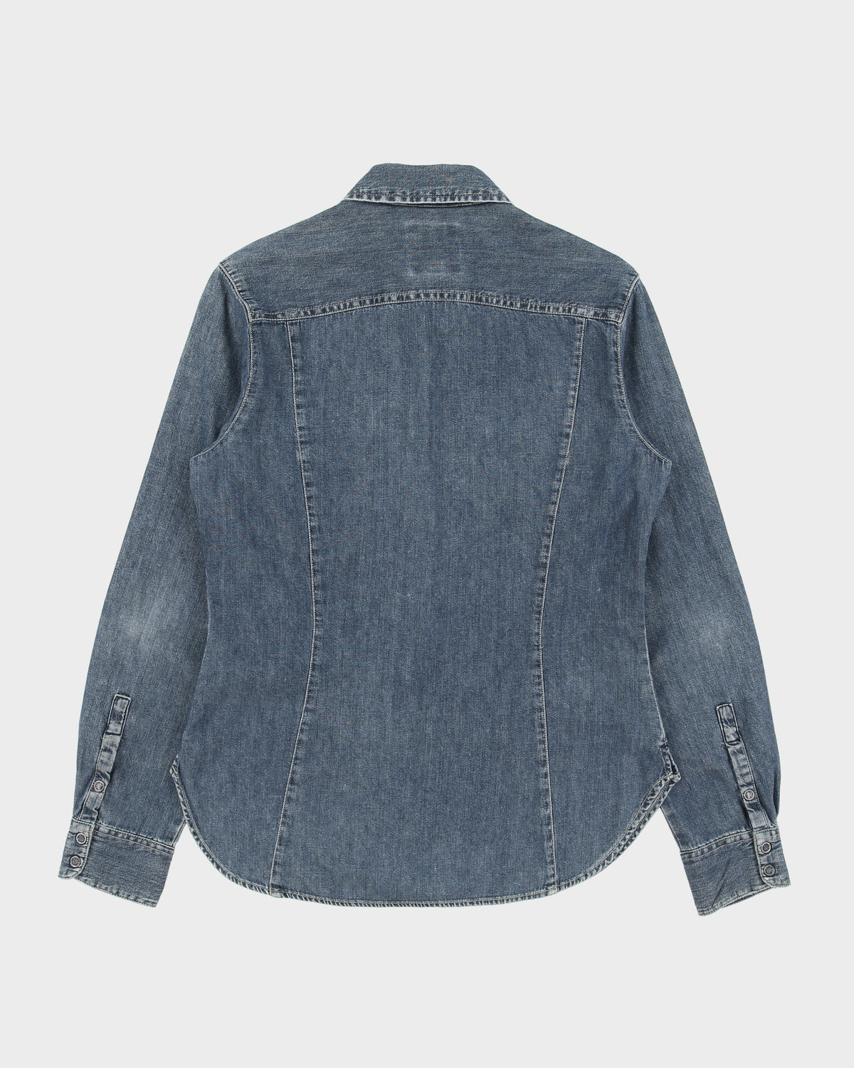 Vintage Y2K 00s Esprit Jeans Stone Wash Denim Snap Button Slim Fit Long Sleeve Shirt - M