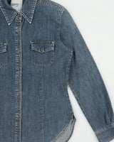 Vintage Y2K 00s Esprit Jeans Stone Wash Denim Snap Button Slim Fit Long Sleeve Shirt - M