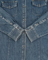 Vintage Y2K 00s Esprit Jeans Stone Wash Denim Snap Button Slim Fit Long Sleeve Shirt - M