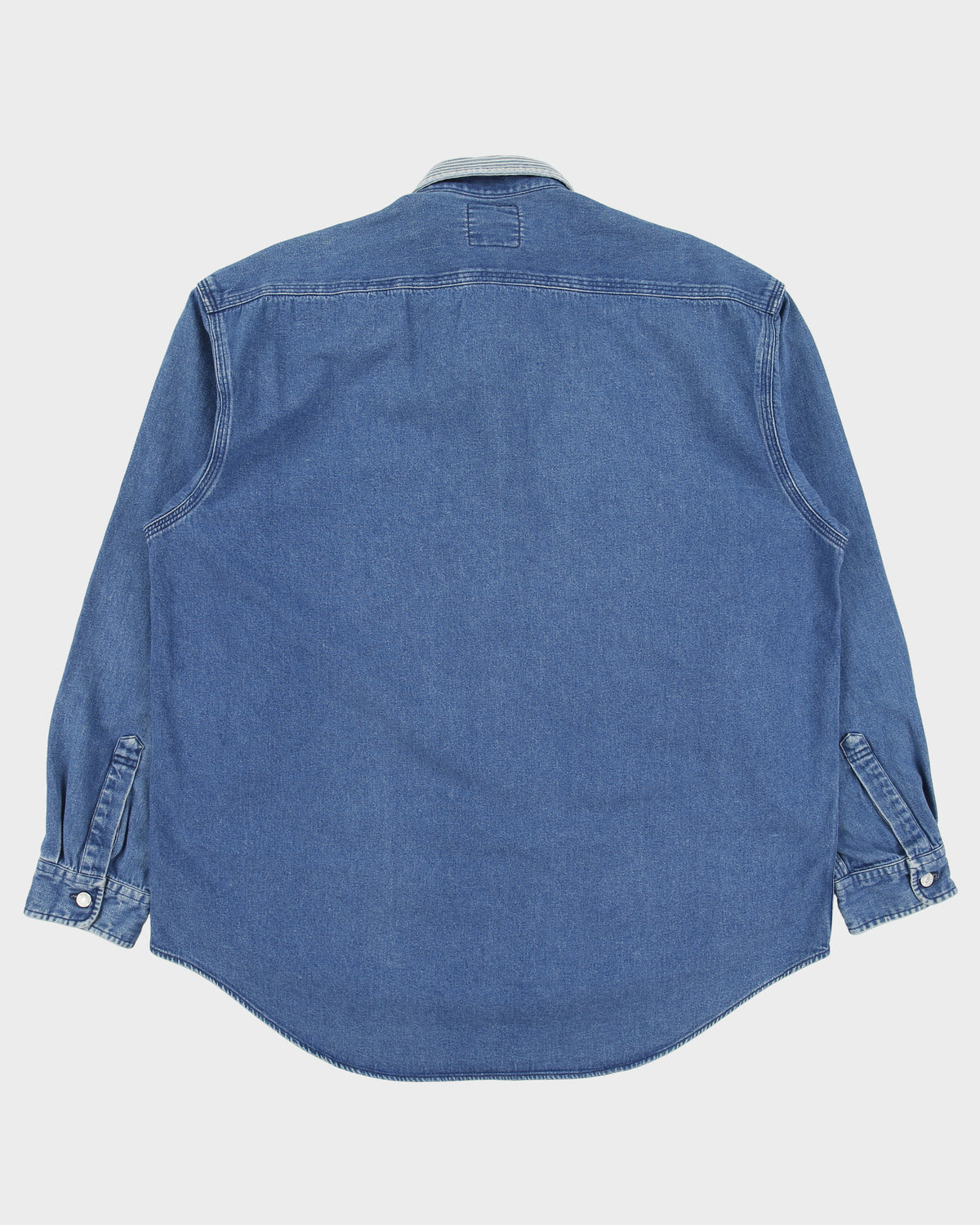 Vintage Y2K 00s Tommy Hilfiger Rugged Denim Hickory Long Sleeve Workwear Shirt - L