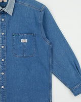 Vintage Y2K 00s Tommy Hilfiger Rugged Denim Hickory Long Sleeve Workwear Shirt - L