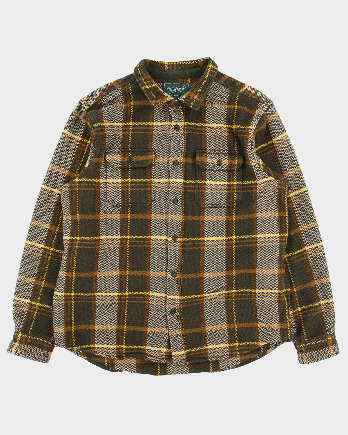Woolrich Green Label Collection Plaid Heavyweight Flannel Long Sleeve Over Shirt - XL