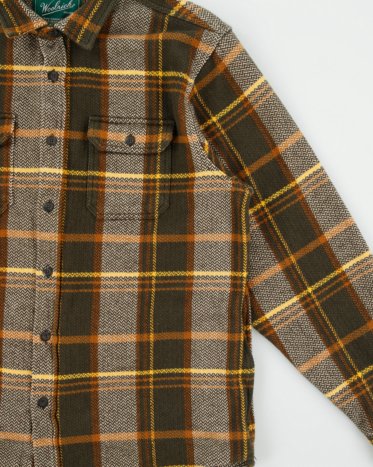 Woolrich Green Label Collection Plaid Heavyweight Flannel Long Sleeve Over Shirt - XL