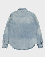 Polo Ralph Lauren Stone Wash Denim Pearl Snap Button Long Sleeve Western Shirt - M