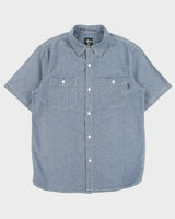 Stussy Classic Chambray Denim Short Sleeve Work Shirt - L