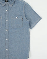 Stussy Classic Chambray Denim Short Sleeve Work Shirt - L