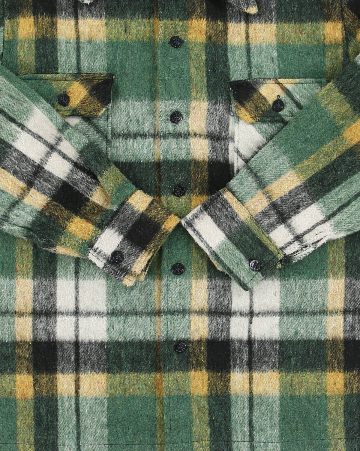 Vintage 1970s Creation Venture Plaid Wool Blend Long Sleeve Flannel Over Shirt - M