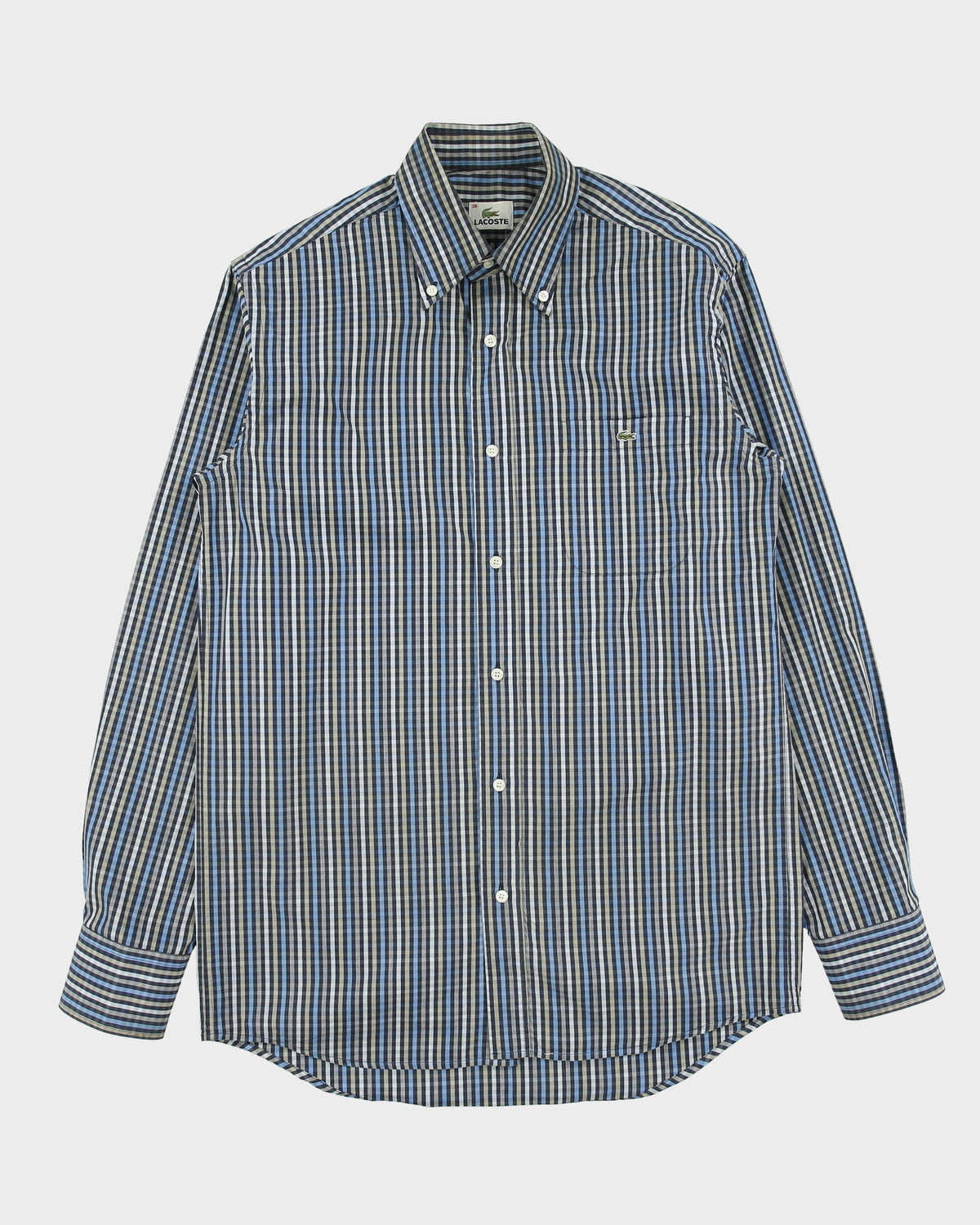 Vintage Y2K 00s Lacoste Gingham Plaid Long Sleeve Shirt - M