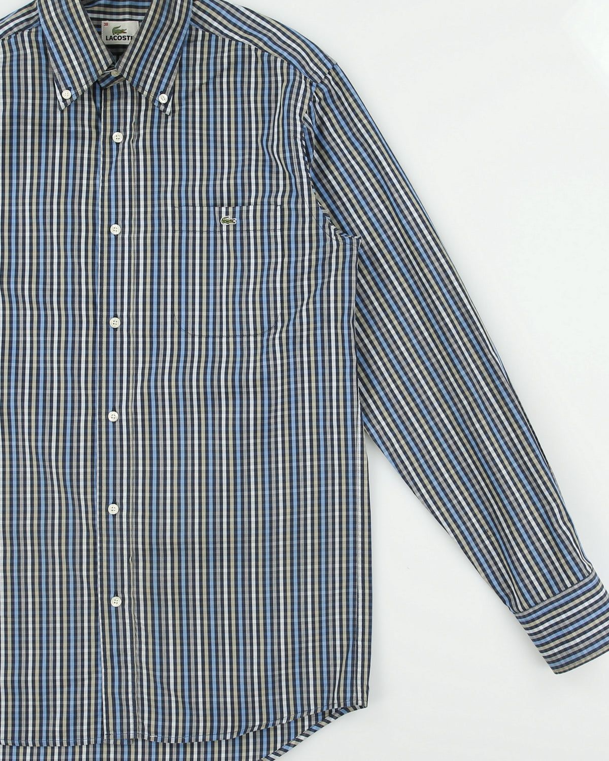 Vintage Y2K 00s Lacoste Gingham Plaid Long Sleeve Shirt - M