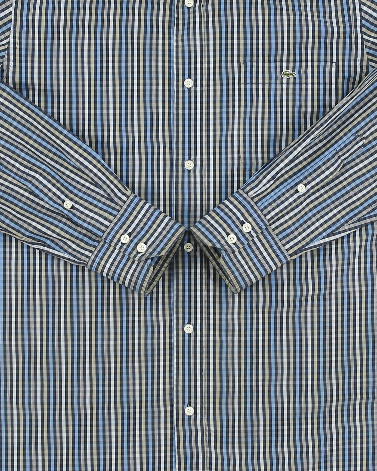 Vintage Y2K 00s Lacoste Gingham Plaid Long Sleeve Shirt - M