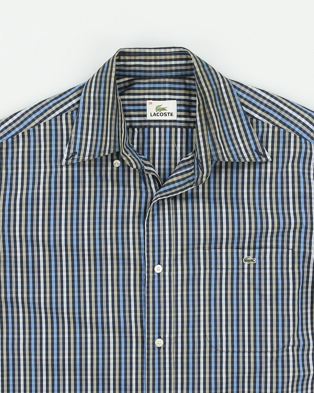 Vintage Y2K 00s Lacoste Gingham Plaid Long Sleeve Shirt - M