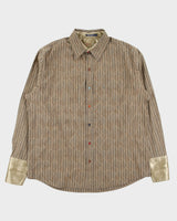 Vintage Y2K 00s Coogi Pattern Striped Satin Detail Long Sleeve Shirt - XL