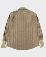 Vintage Y2K 00s Coogi Pattern Striped Satin Detail Long Sleeve Shirt - XL