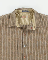Vintage Y2K 00s Coogi Pattern Striped Satin Detail Long Sleeve Shirt - XL