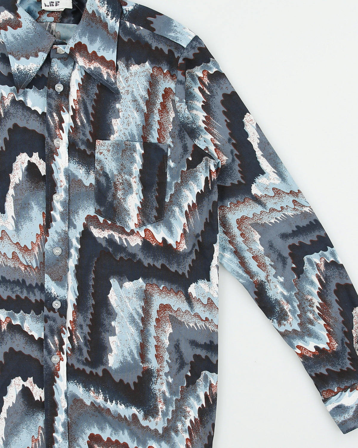 Vintage 1970s Flag Abstract Long Sleeve Perma Press Shirt - S