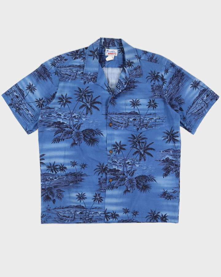 Blue Floral Hawaiian Shirt - XL
