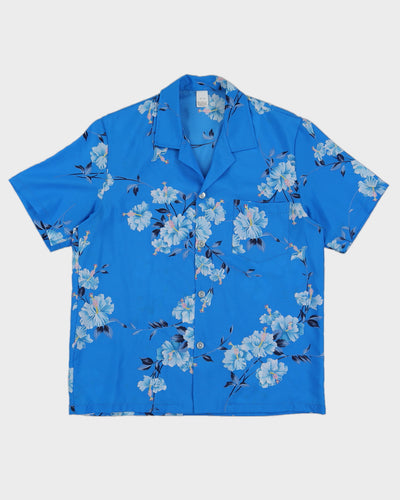 Blue Floral Hawaiian Shirt - L