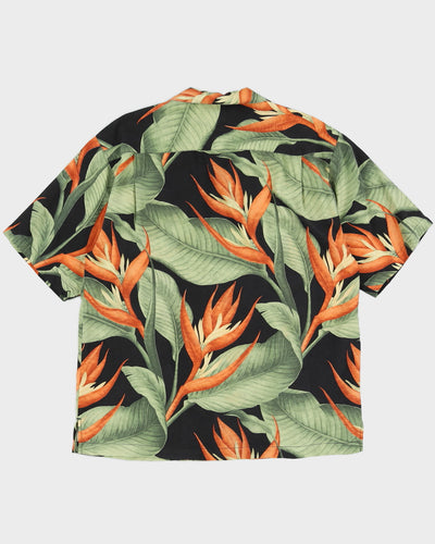 Black Floral Hawaiian Shirt - XL