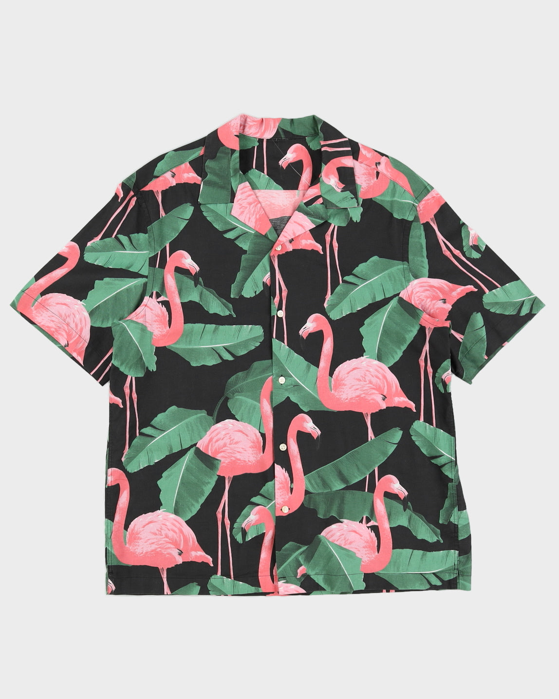 Black Flamingo Hawaiian Shirt - L