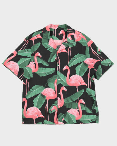 Black Flamingo Hawaiian Shirt - L