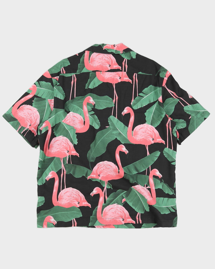 Black Flamingo Hawaiian Shirt - L