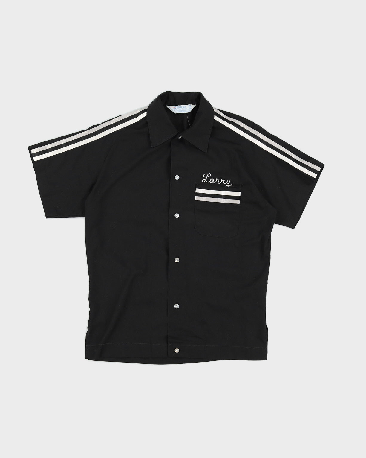 Vintage 70s Hilton Black Bowling Short Sleeved Shirt - M