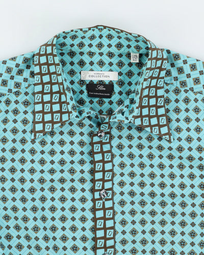 Versace Collection Men's Printed Blue Shirt - L