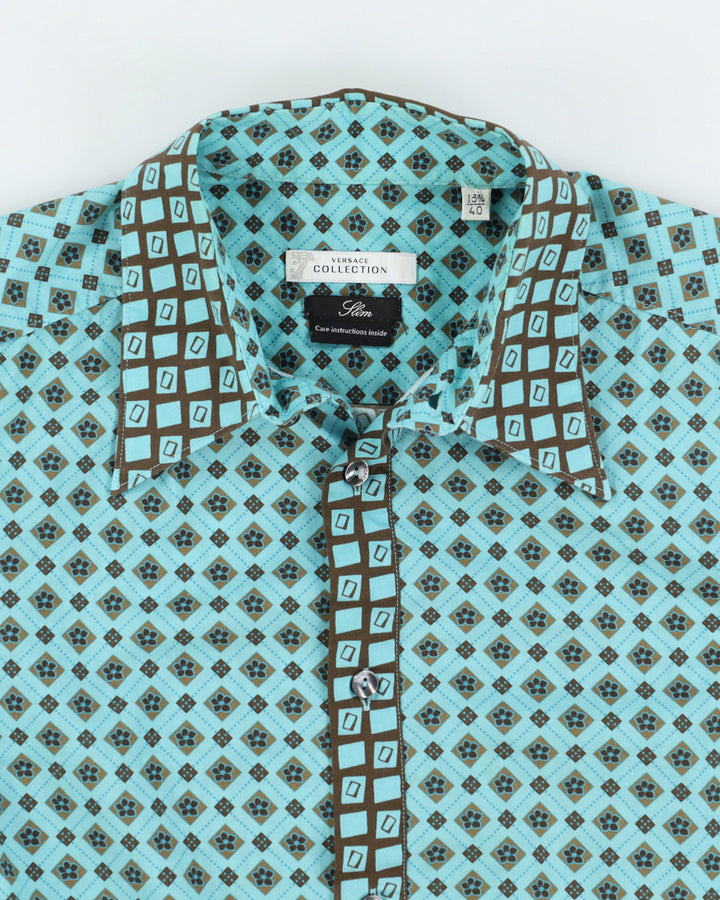 Versace Collection Men's Printed Blue Shirt - L