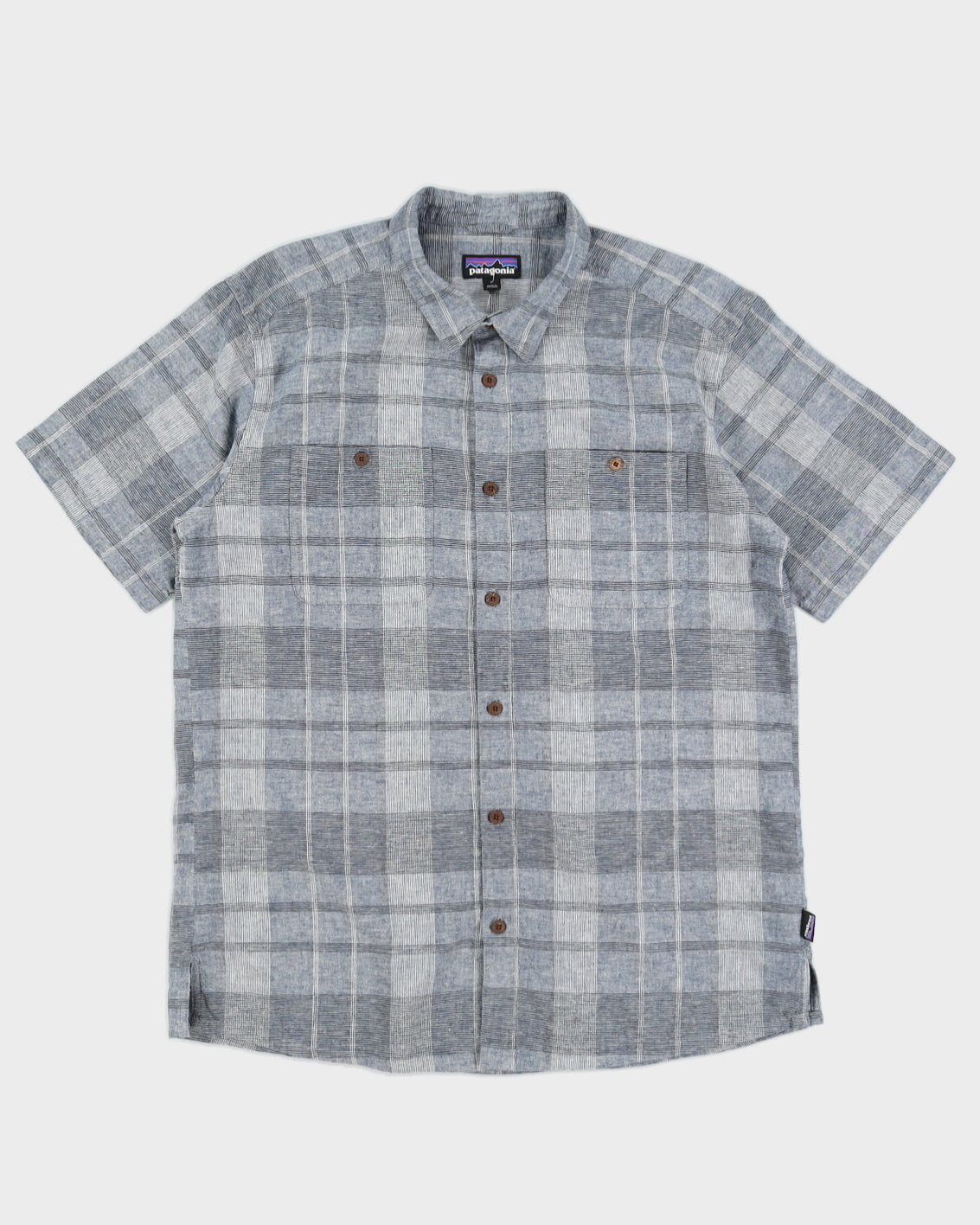 Patagonia Grey Organic Cotton &amp; Hemp Plaid Shirt - L