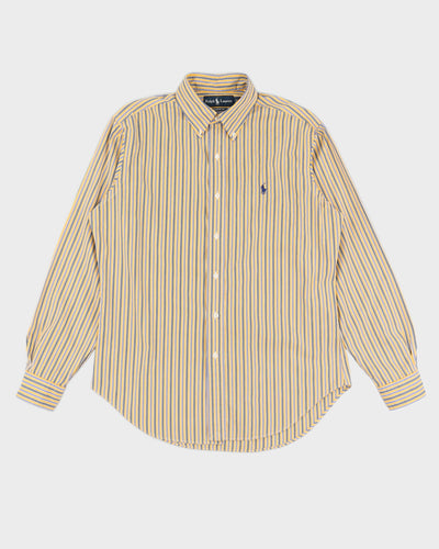 Vintage 90s Ralph Lauren Yellow & Blue Striped Shirt - M