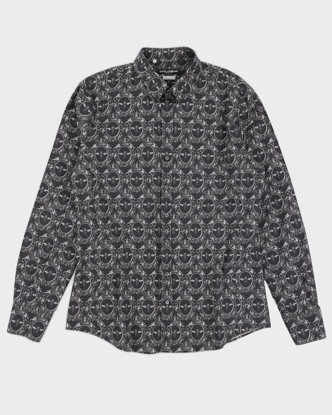 Dolce & Gabbana Grey Printed Dress Shirt - L